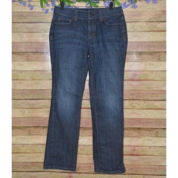 Ann Taylor Jeans Womens Size 10 Curvy Fit Lindsay Waist Blue Denim Straight Leg - Picture 1 of 9